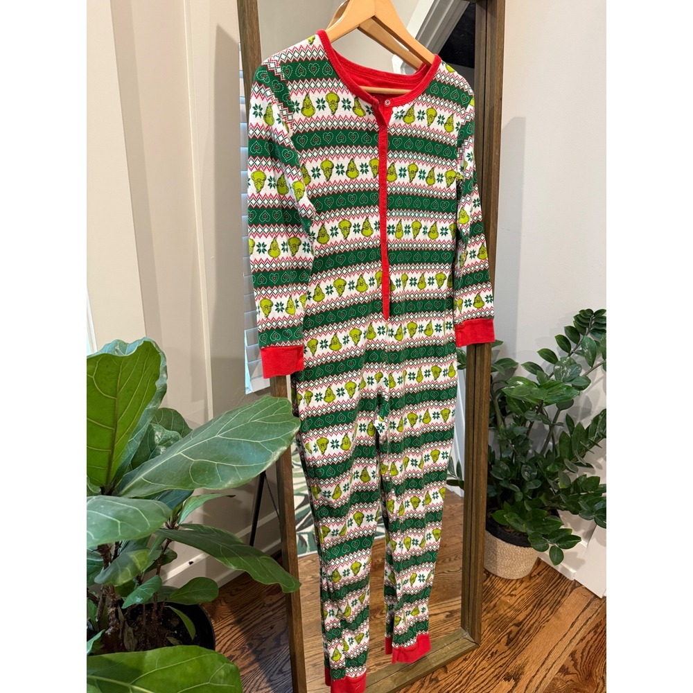The Grinch Christmas Pajamas Onesie Jumpsuit Fair Isle Ugly Sweater Style Green